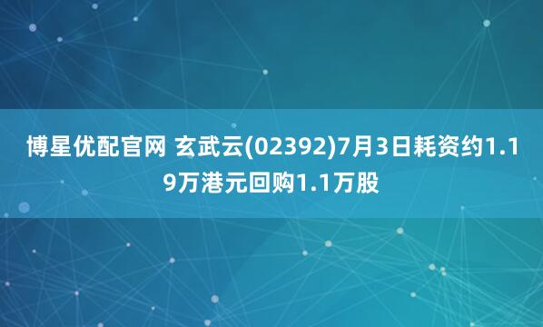 博星优配官网 玄武云(02392)7月3日耗资约1.19万港元回购1.1万股