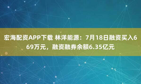 宏海配资APP下载 林洋能源：7月18日融资买入669万元，融资融券余额6.35亿元