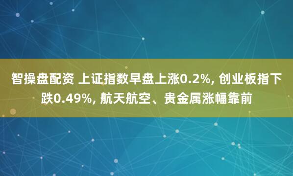 智操盘配资 上证指数早盘上涨0.2%, 创业板指下跌0.49%, 航天航空、贵金属涨幅靠前